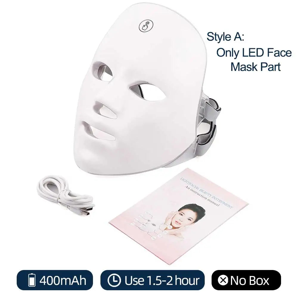 7 Colors Led Facial Mask With Neck Extend